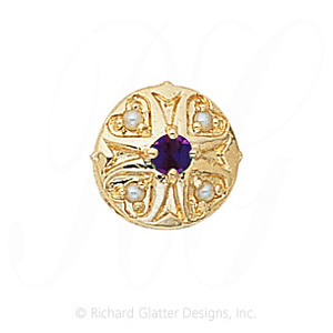 GS337 AMY/PL - 14 Karat Gold Slide with Amethyst center and Pearl accents 